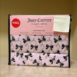Juicy Couture Pink and Black King Sheet Set